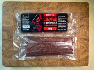 Вяленое мясо: САМУРАЙ ЧИЛИ (стрипсы из дикого лосося) 100 гр