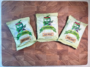 Мучные полоски ЗЕЛЁНЫЕ со вкусом барбекю 76 гр: Горох жареный со вкусом ВАСАБИ 